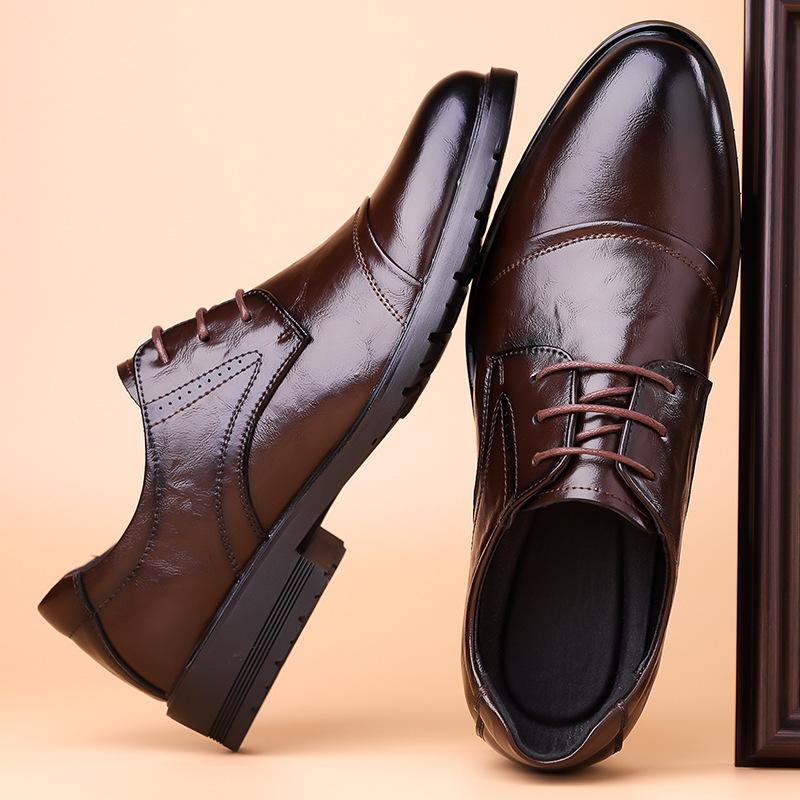 2024 autumn new men's business leather shoes men's British lace-up formal men's shoes pointed single shoes work shoes 1999
