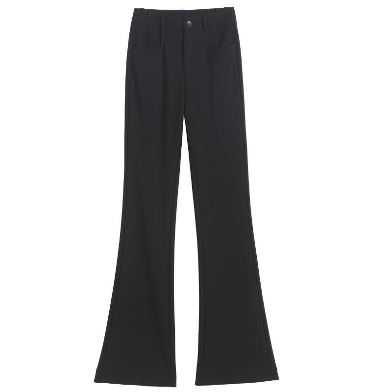 Women's Black High-Waisted Flared Pants - Fall 2025 Slimming Fit, Micro-Flared Casual Trousers