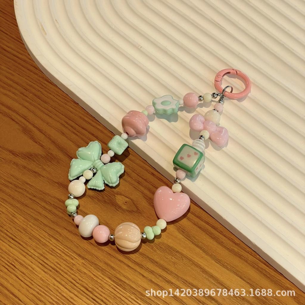 Butterscotch Cat Beaded Mobile Phone Chain Lanyard Versatile Love Bead Chain Keychain Bag Pendant