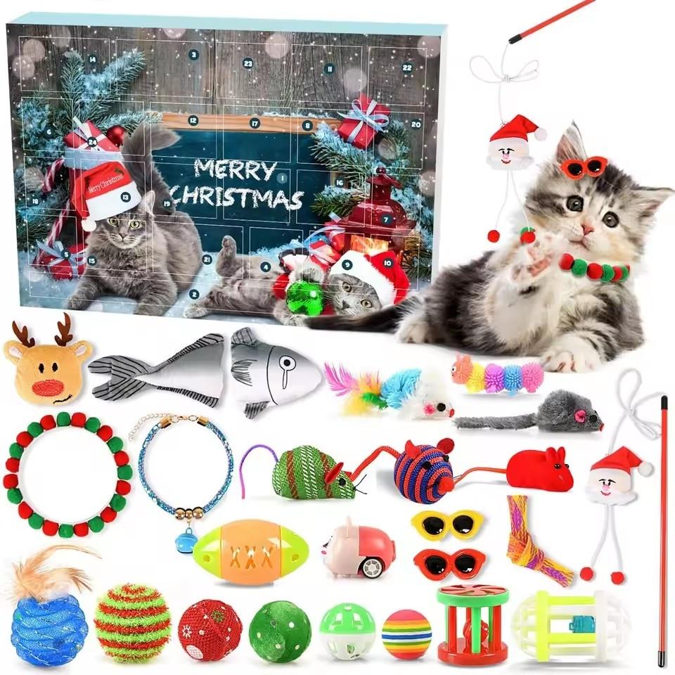 Christmas Cat Advents Calendar 2025 Countdown Calendar Surprise Present Box Collectible Interactive Cat Kit for Cat Lover
