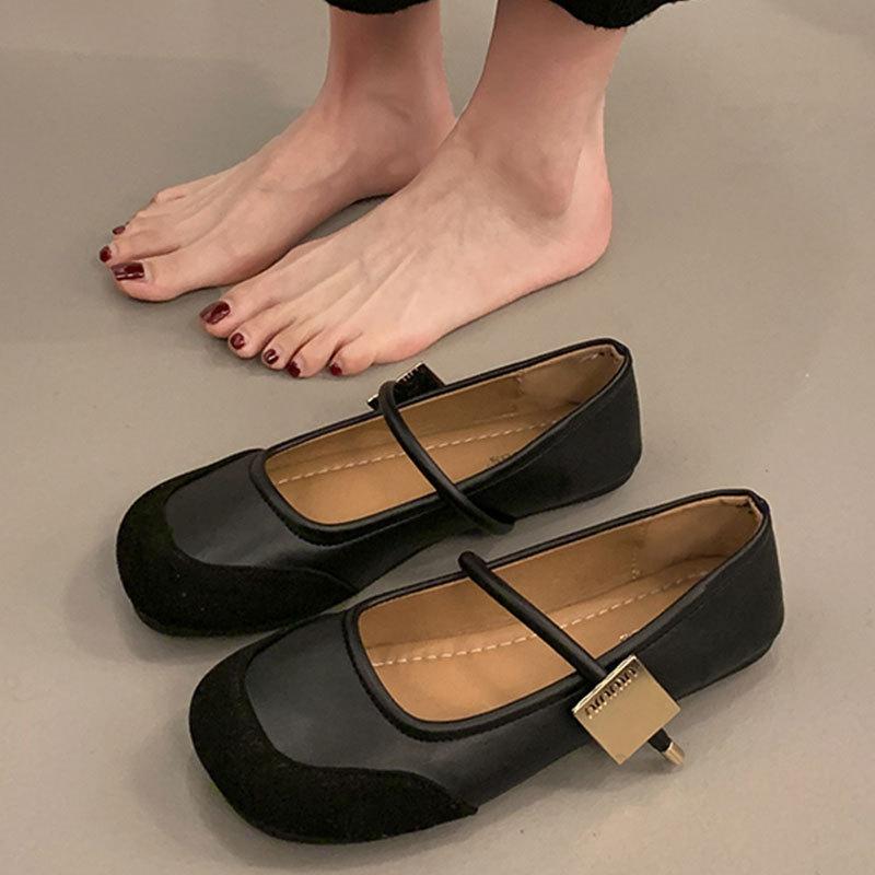 French Mary Jane shoes women's shoes spring and autumn new soft sole soft surface word with shallow mouth single shoes women's skirt