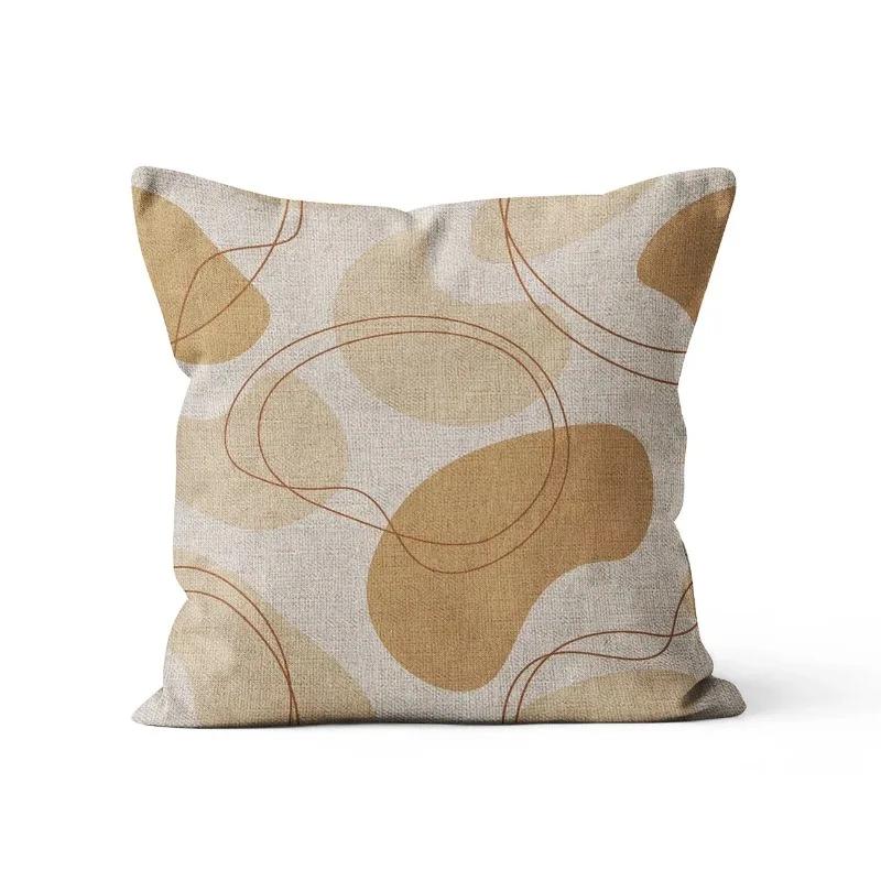 Home Decor Abstract Geometric Pattern Cushion Cover Nordic Style  Linen Pillowcase Decorative for Sofa Farmhouse 45X45CM