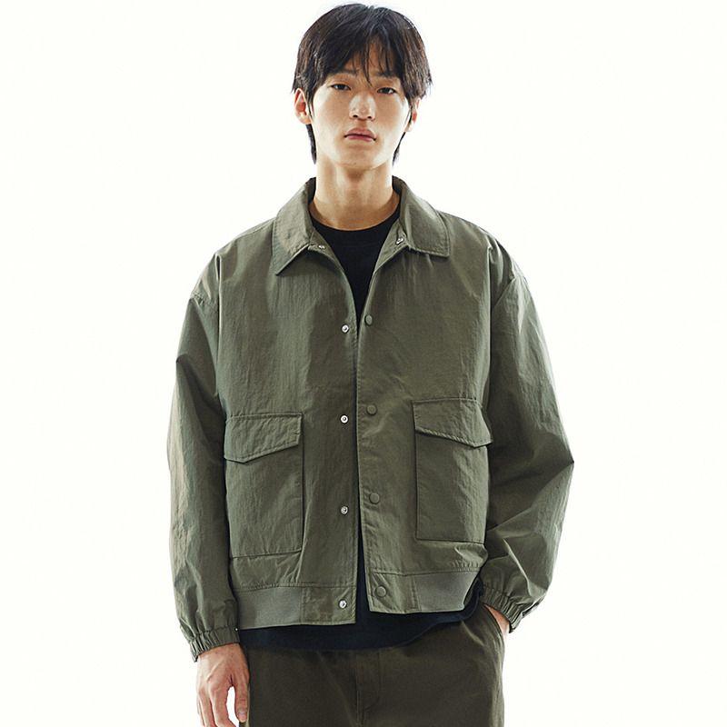 

HM Men s Clothing Jacket 2025 Autumn New Polo Collar Loose American Nylon Parka Windproof Hydrophobic Outwear 1271712