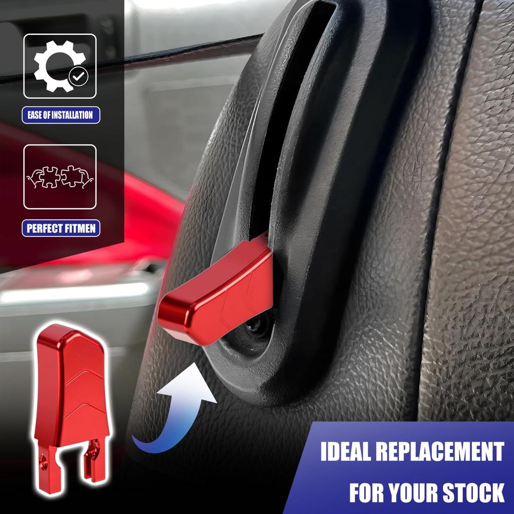 2PCS Car Adjustment Rods Seat Release Lever Knob Latch Handle Side Red Black Aluminum Alloy For Ford Mustang 2005 2006-2014