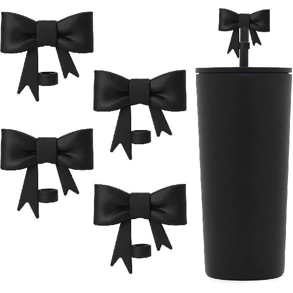6 Pcs 8mm Cute Bow Straw Covers Cap Toppers Lids Compatible with Stanley Tumbler Cups,Reble Cute Silicone StrawTips Protectors for Reble
