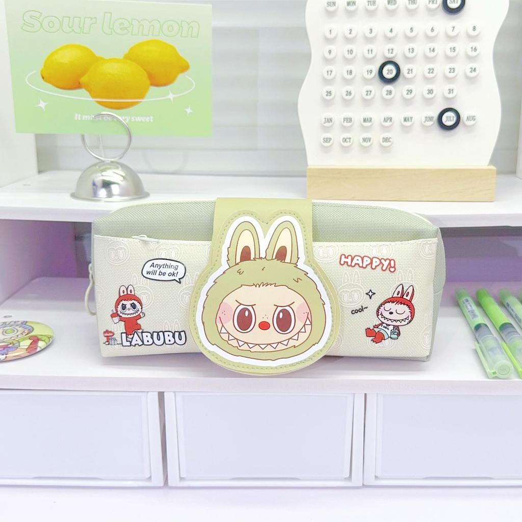 Cartoon Labubu Kinder Federmäppchen - Niedlich, Großes Fassungsvermögen PU Klappe Schreibwarentasche