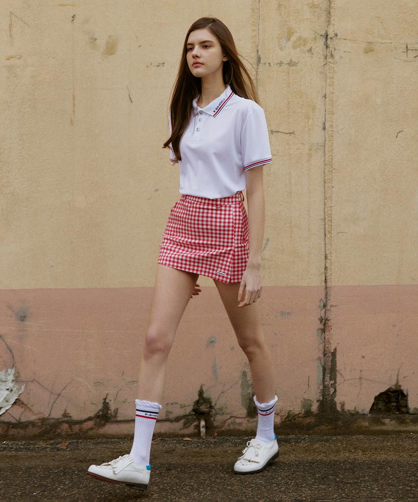 KANDINI Red Check Set-Up Skirt