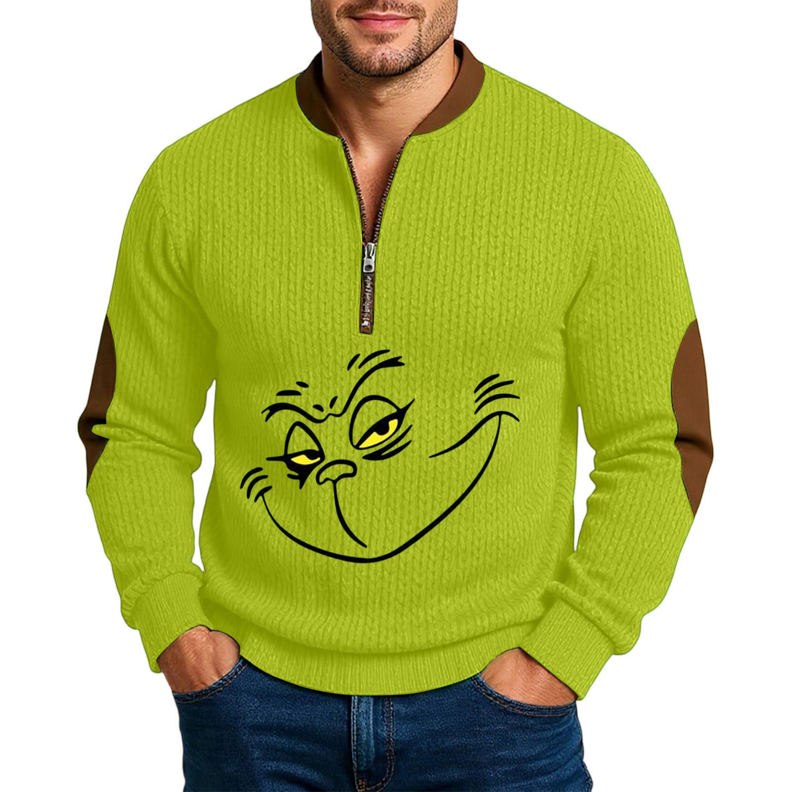 

Christmas Men s Outdoor Zipper Long Sleeved Casual Top Sweatshirt XL