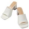Women High Heels Slippers Knitting Sandals Square Toe Open Toe Shoes Woman Summer 2025 Trend Flip Flops Fad Slides Pumps Ladies