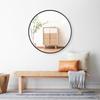 Round Wall Mirror, Bathroom Mirror, Aluminum Frame, Vanity Mirror, Entryway, Bathroom, Toilet (Black, 40cm Diameter)