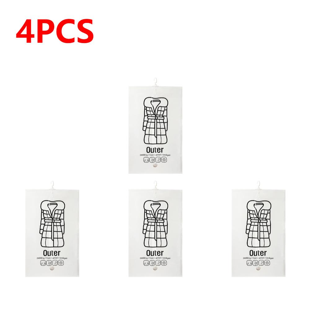 1-5pcs Hanging Vacuum Bags Space Saving Clothes Hang Transparent Vacuum Bag Storage For Clothes Down Jacket Overcoat Compression