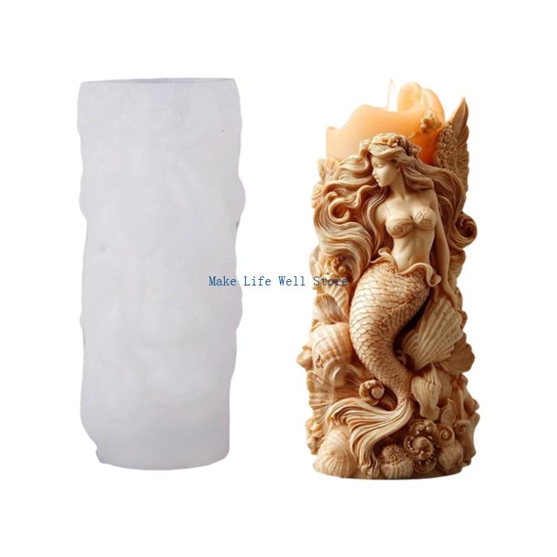 Fantasy Sea Maiden Design Silicone Mold Multipurpose Handmade Crafting Tool For Chocolate Soap Wax Art Creation