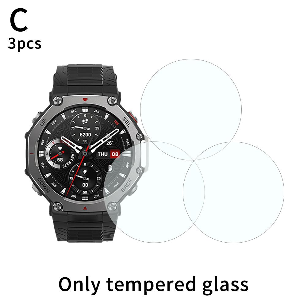 Tempered Glass Screen Protector for Amazfit T-Rex 3 Full Coverage Anti-Scratch HD Clear Protective Film for Smart Watch Daily