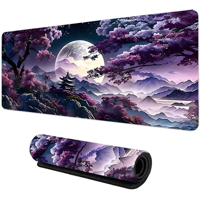 Purple Mountain Moon Mouse Pad Mousepad Gaming Pc Gamer Rug Anime Mouse Mat Xxl Playmat Extended Pad Desktop Accessories