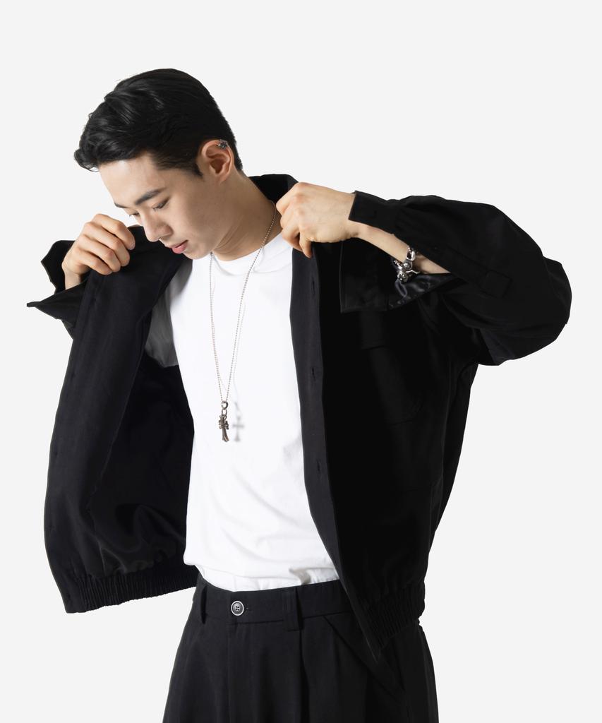 BUCKLE DOWN Simple Oversized Lyocell Twill Jacket (Black)