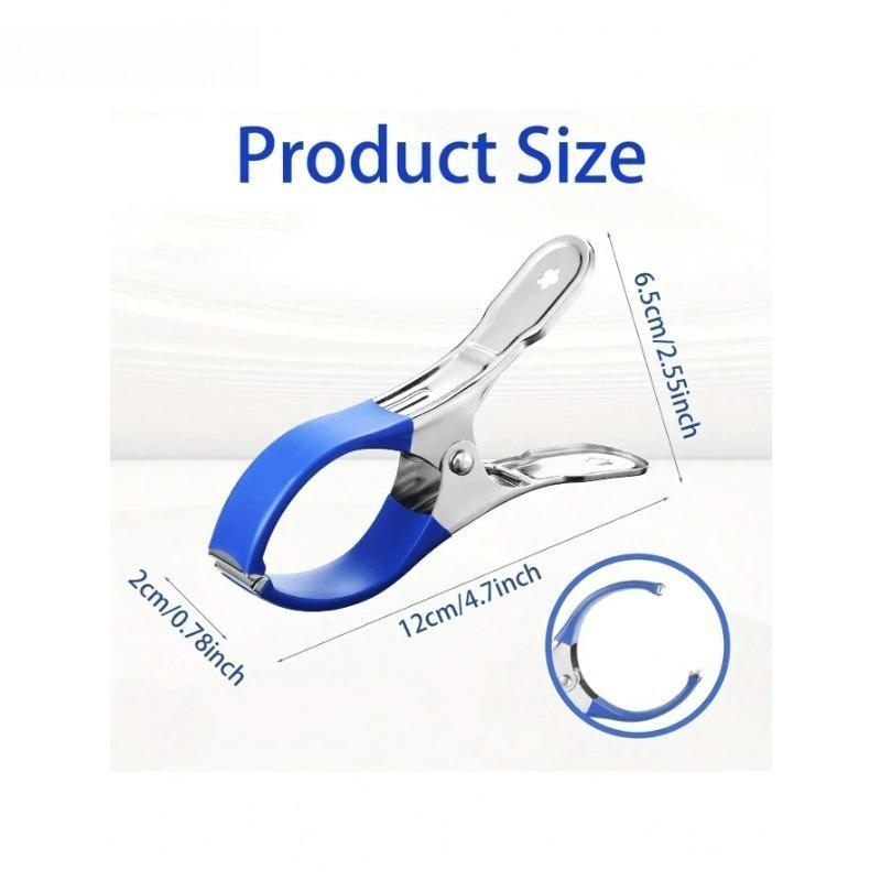 Durable Stainless Steel Pool Cover Clips with Blue Plastic Handles - Heavy Duty Windproof Spring Clips for Secure Above