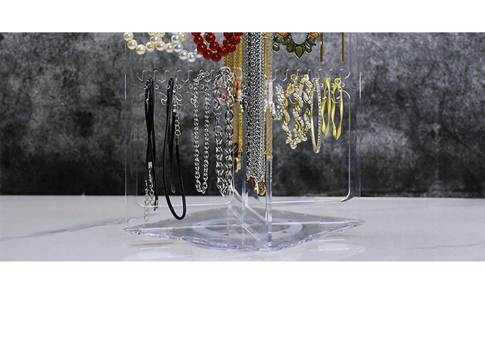 Rotating Earring & Necklace Display Rack with Dustproof Large Capacity