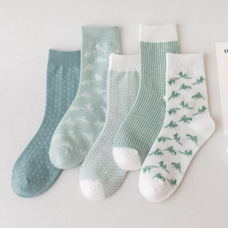 [Set of 5] Showoring Basic Women s Mid-Calf Fashion Socks 5-piece set