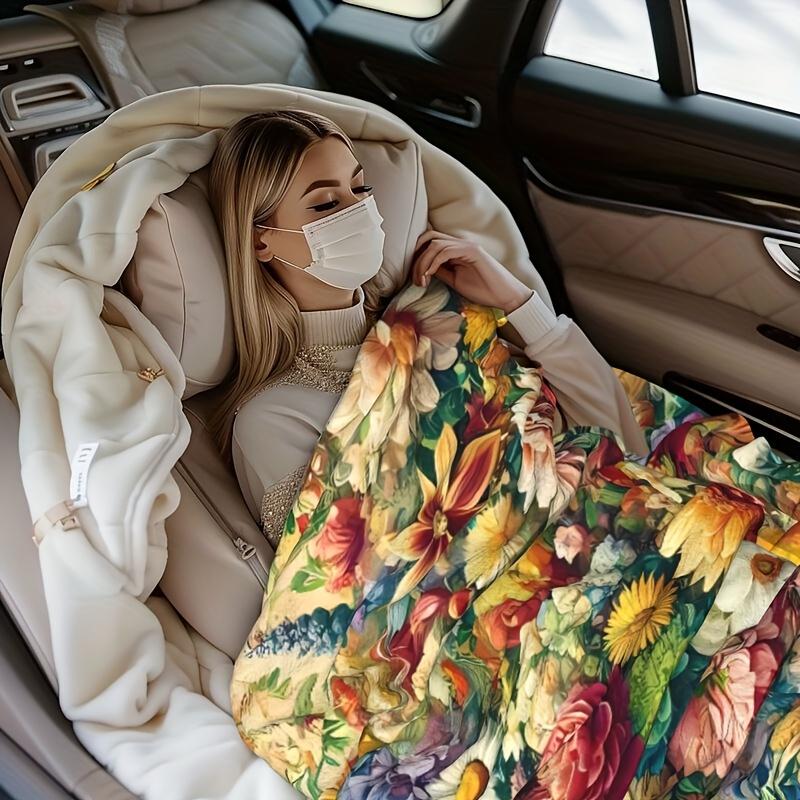 Various Floral Pattern Printed Flannel Blankets,Shawl BlanketsSuitable For BedroomDormitoryCarOutdoorSofaTravelOfficeCampingGift