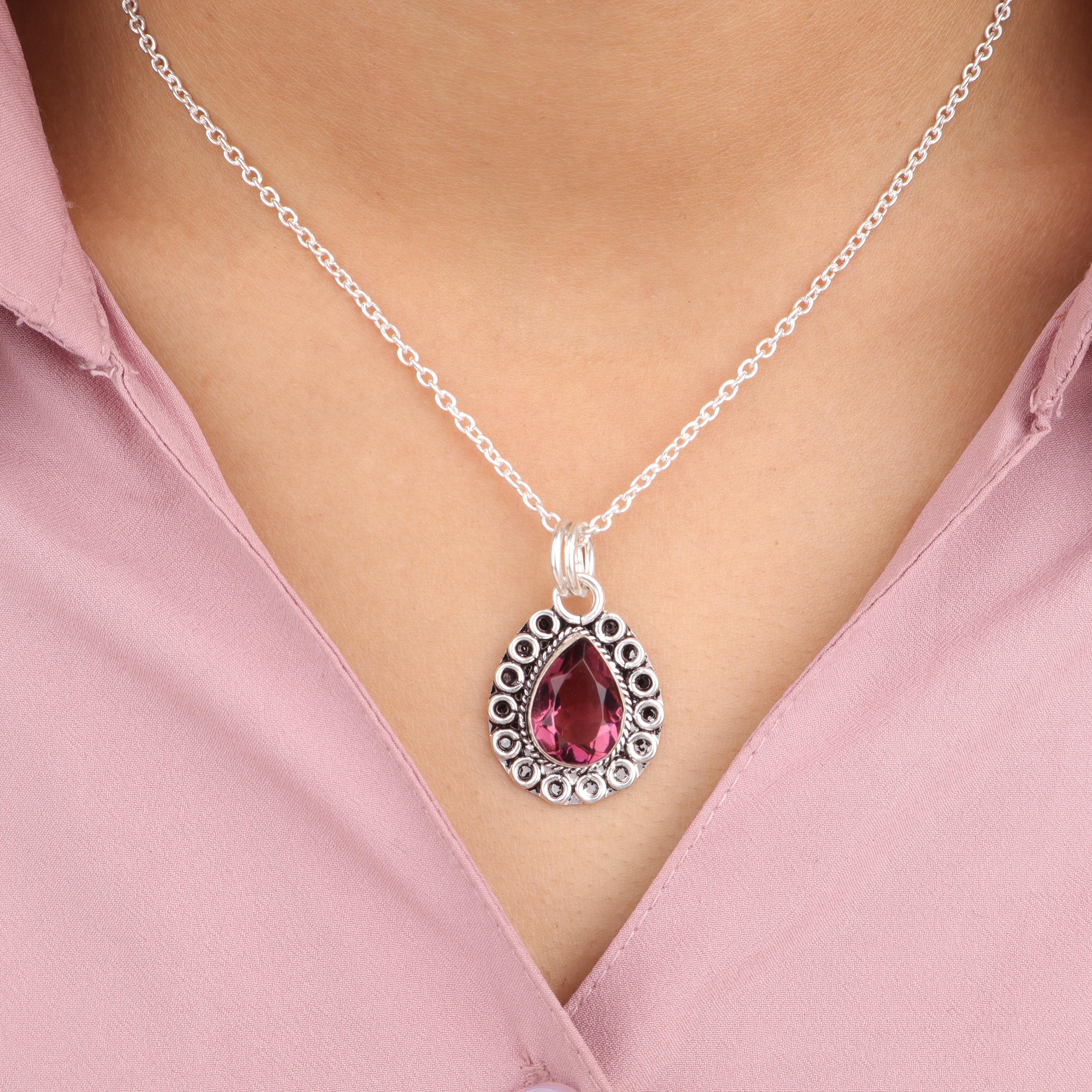 

Rhodolite Gemstone Silver Pendant 1.02 , 925 Sterling Silver Handmade Jewelry, Purple Color Stone Pendant For Women PP-26-45
