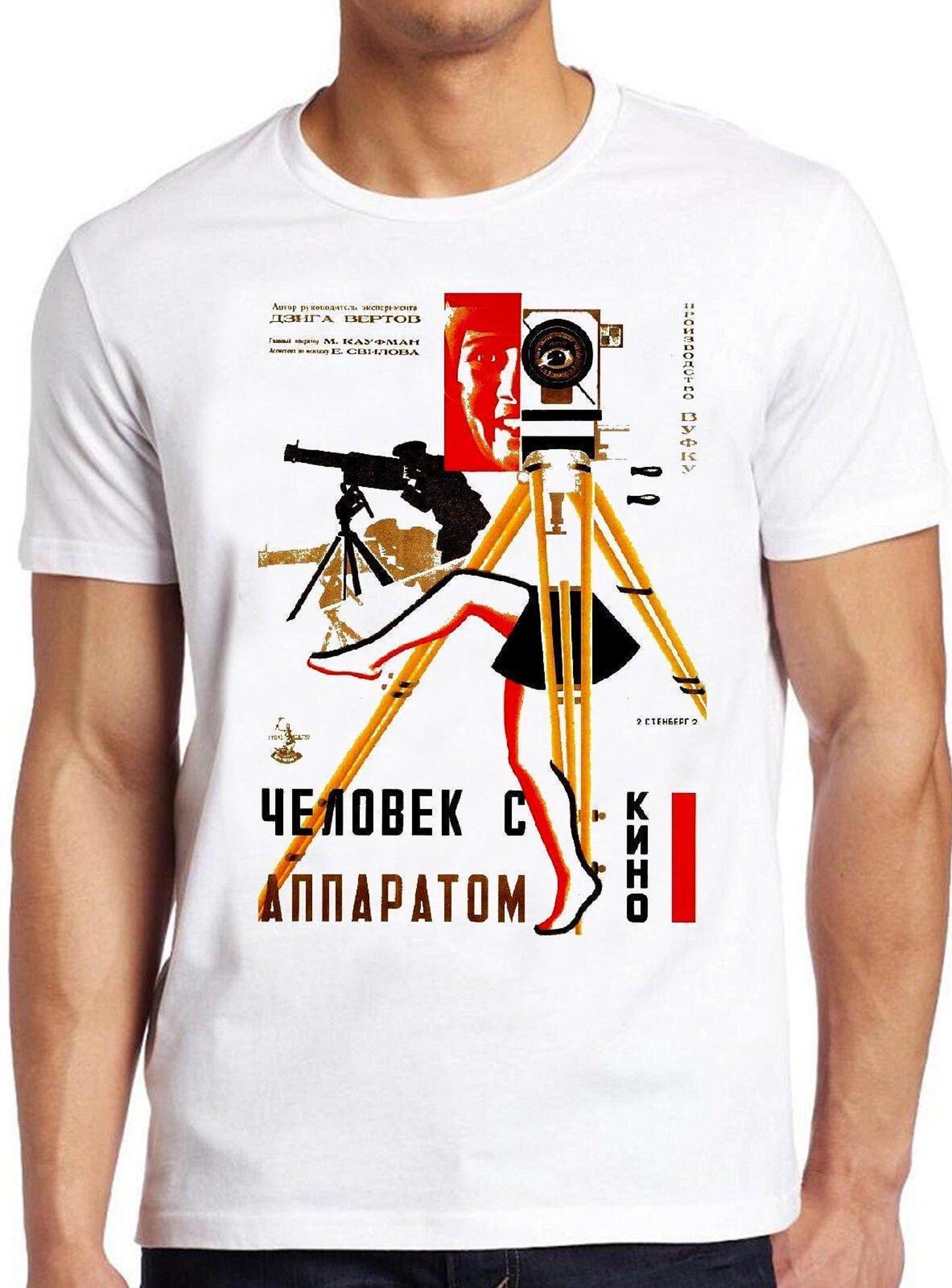 The Man with Movie Camera T Shirt B943 Soviet Movie Poster Retro Cool Top Tee S