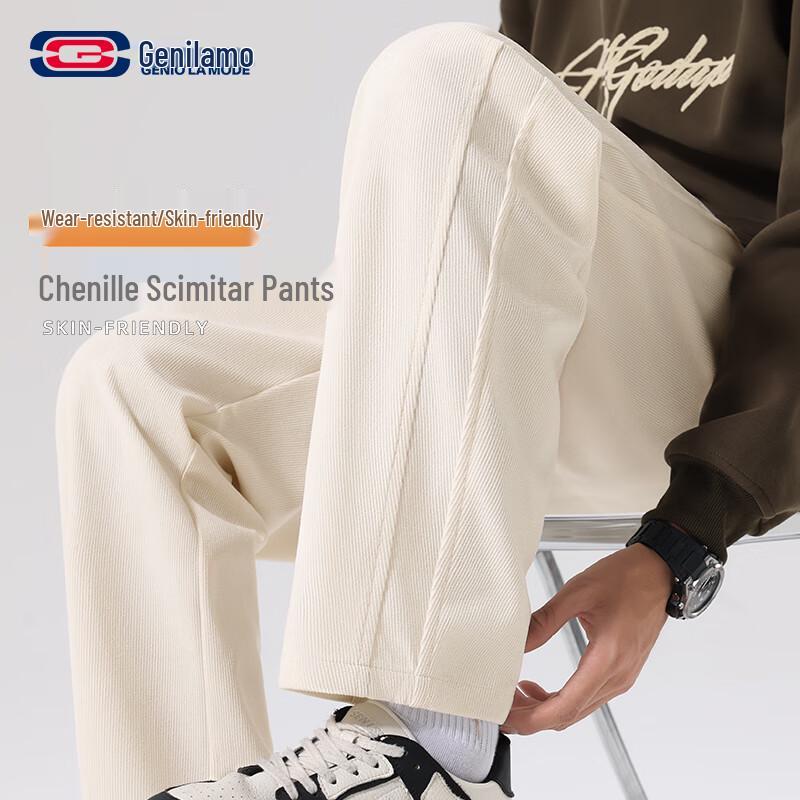 

GENIOLAMODE Men s Chenille Straight-Leg Casual Pants 3XL
