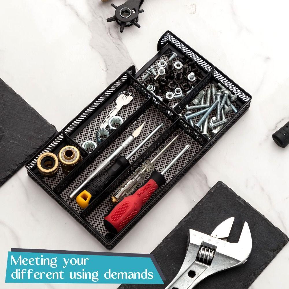 Mesh Desktop Storage Basket 6 Compartments Pen Organizer Storage Box  School