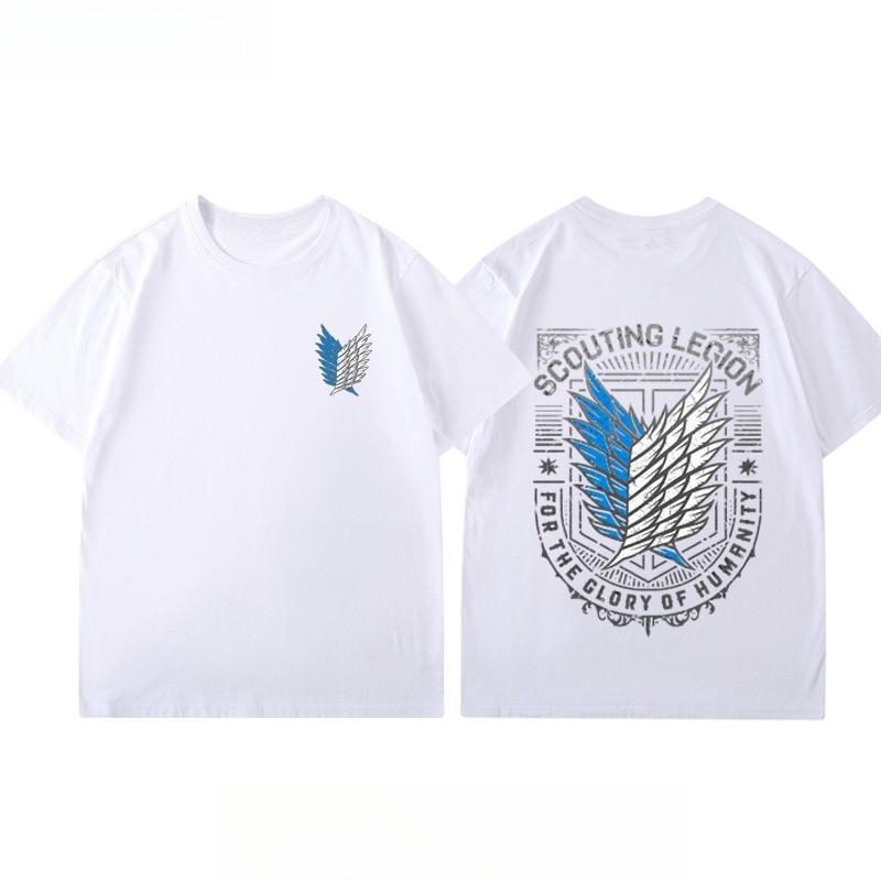 Attack Giant TShirt Wings of Freedom Anime Peripheral Mens and Womens Summer Two Dimensional Cotton Casual Short Sleeve Top