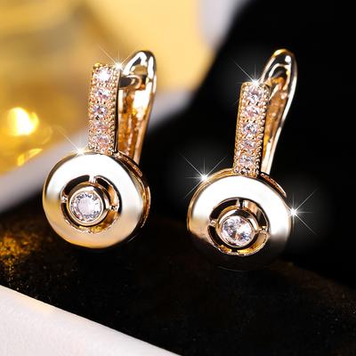 Kleine weiße runde Zirkon Ohrringe für Frauen Charm Gold Farbe Hochzeit Schmuck Geschenk