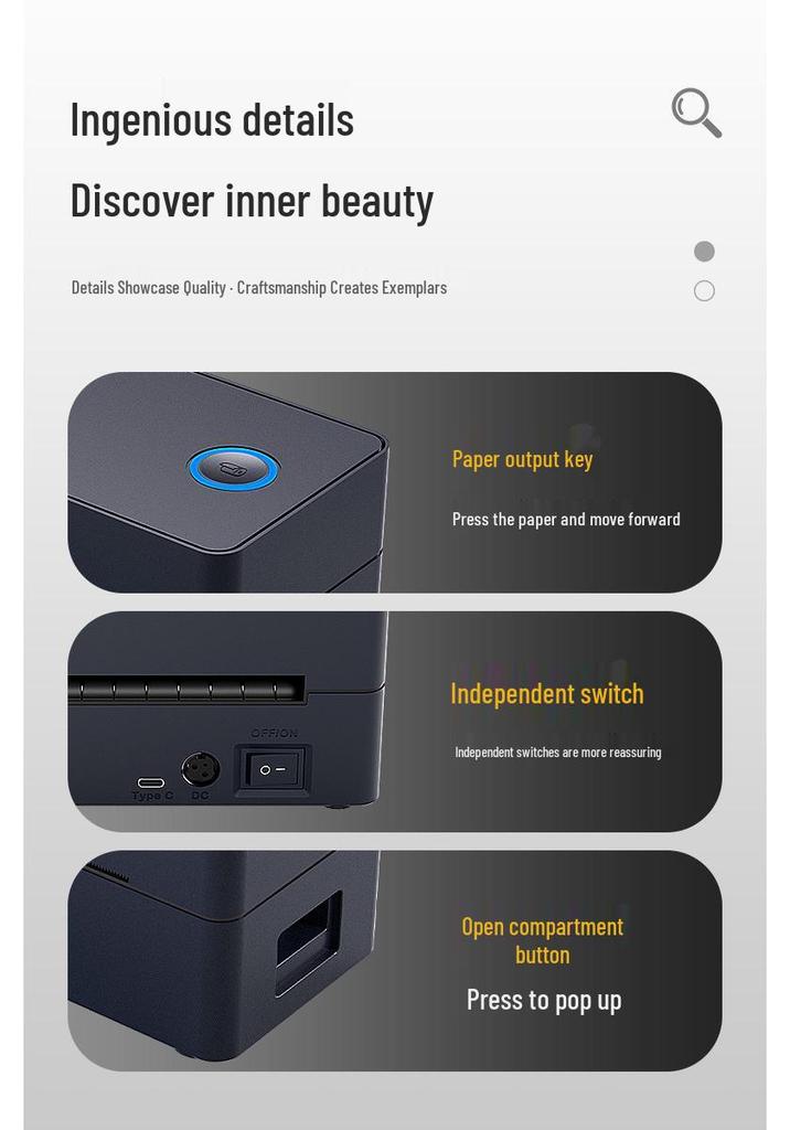 Compact Bluetooth Thermal Printer for Shipping and Barcode Labels