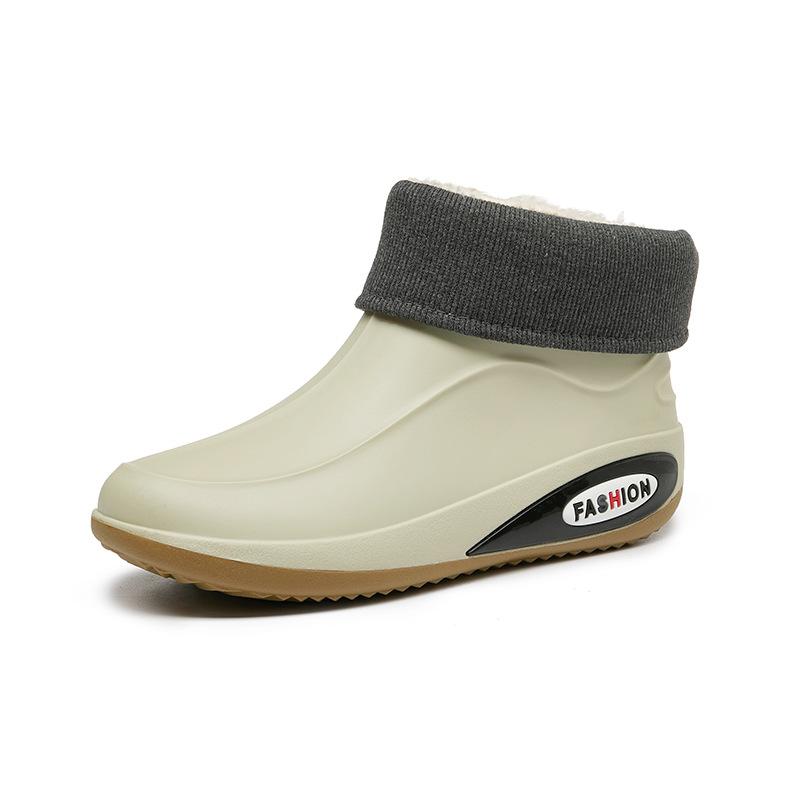 Short rain shoes men's non-slip waterproof shoes new fashion outdoor water boots fleece rain boots men's rubber shoes fashion