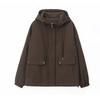 Women's Hooded Casual Jacket - 2024 Spring/Autumn, Short, Loose Fit, Age-Reducing for Middle-Aged Moms