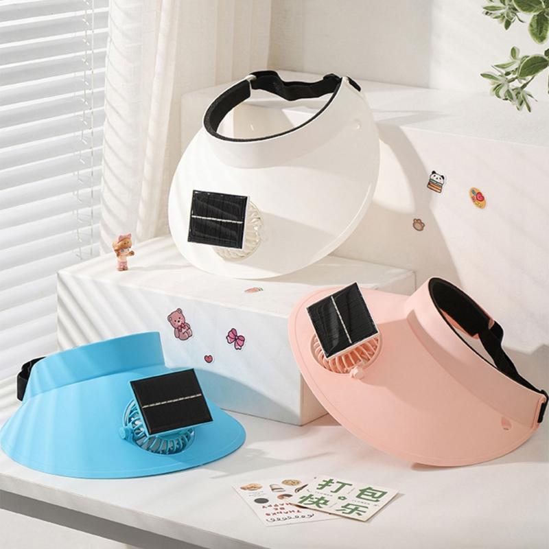 Solar Powered Cooling Fan Hat For Women Teens Wide Brims Sun Protective Hat With Adjustable Speed for Outdoor Activity