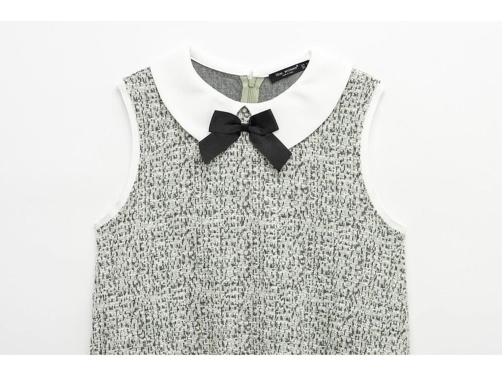 Spring 2025 Women's European and American Style Bow Sleeveless Textured Dress