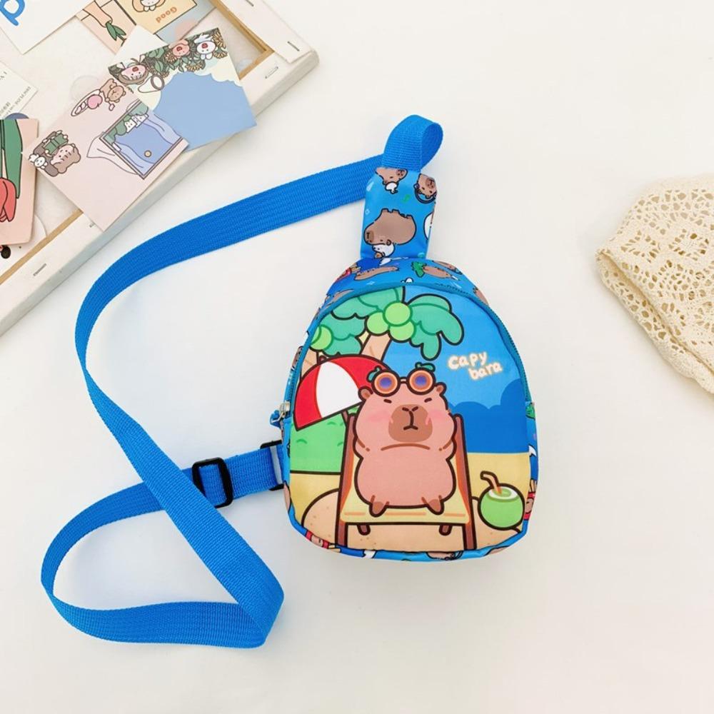 

POP MART Capybara Chest Bag Полиэстеровый рюкзак Мультяшная детская сумка через плечо Подарочная сумка синий