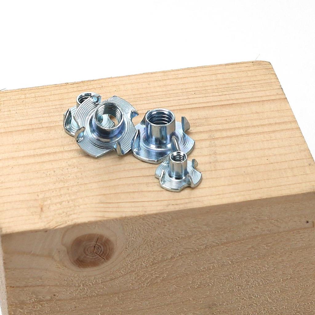 75-Piece Galvanized Four-Pronged T-Nut Set for Wood Boards (M4-M8)