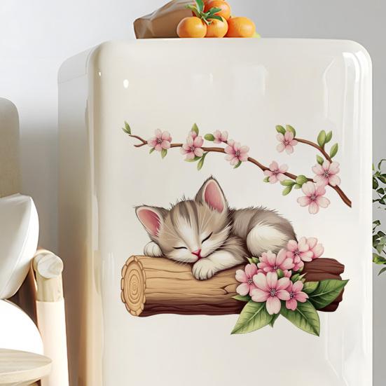 Adesivo da Parete Gatto Carino Acquerello, Decalcomanie da Parete Gattino Rimovibili, Decorazione Murale Artistica Peel and Stick per Cameretta, Soggiorno, Camera da Letto