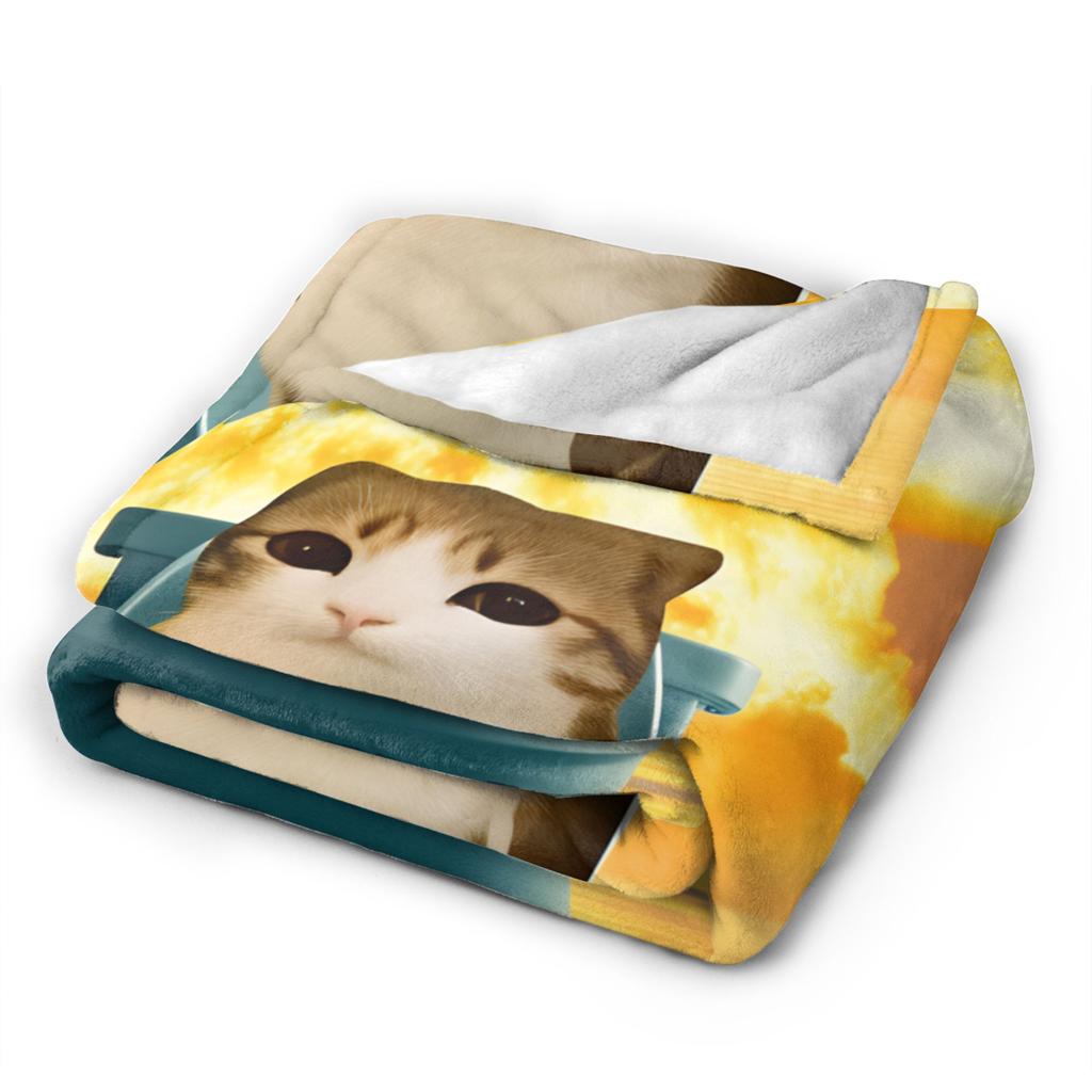 Explosion Toilet Meowl Cat Warm Soft Blanket Novelty Plane Travel Throw Blanket Couch Bed Flannel Bedspread Sofa Bed Cover