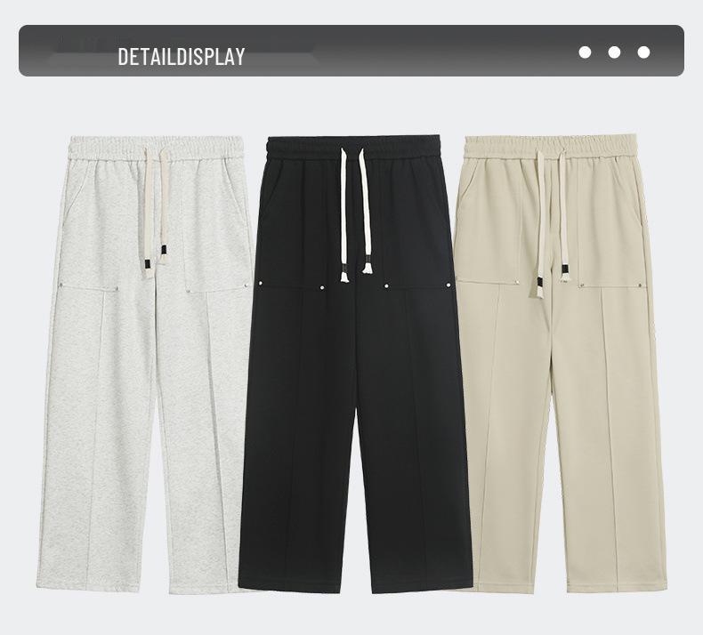 Men's American Style Casual Drapey Trousers: Spring/Autumn Loose Wide-Leg Sports Pants