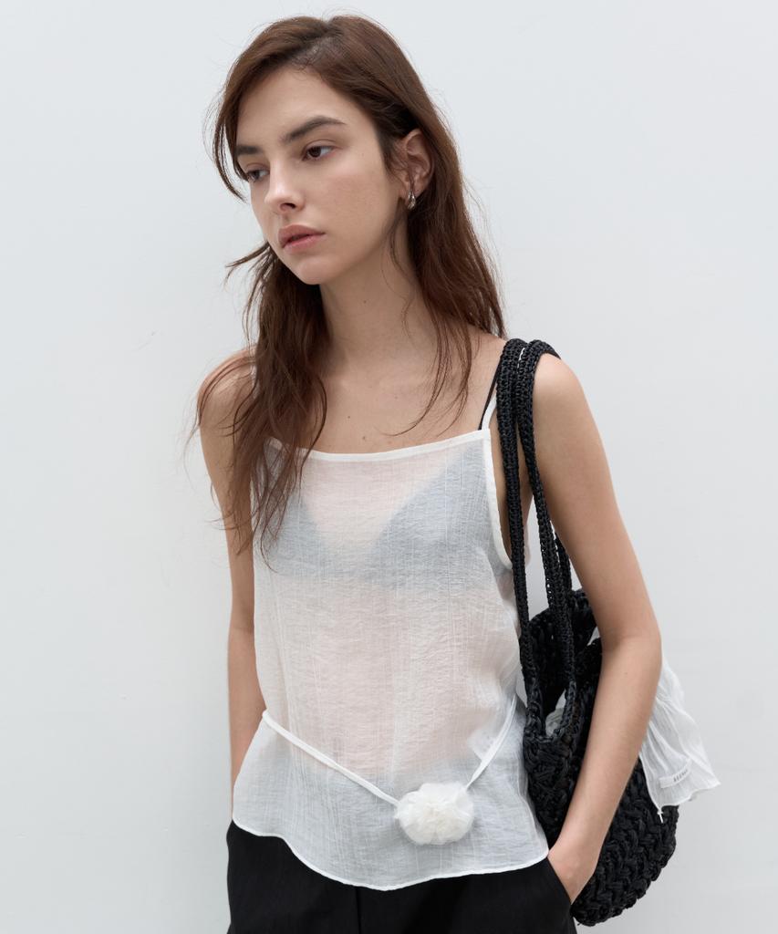 Seolan Flower Sleeveless Blouse_White