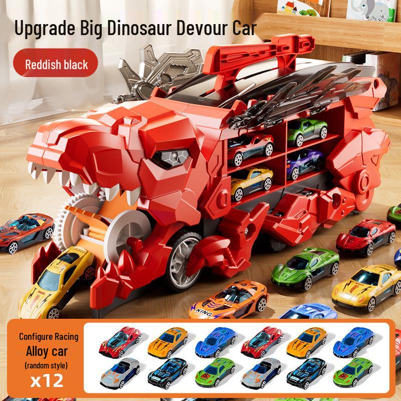 Dinosaur-Themed Folding Ejection Track Set: Children's Educational Alloy Car Toy