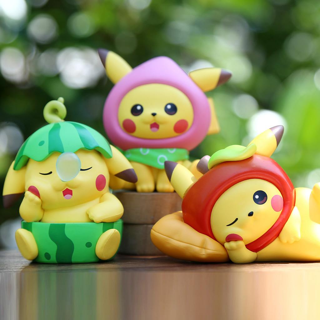 Pvc Cute Pikachu Fruit Figurine Collectible Toys Ornament For Children Teens And