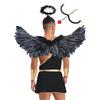 Mens Cupid Costume Set Romper Jumpsuit Detachable Sleeves Feather Angel Wings Headwear M Shaped Bow Heart Arrow