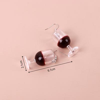 Creative Big Red Wine Glasses Acrylic Earring for Women New Resin 3D Drink Cup Bottle Dangle Drop Earring Funny Jewelry Gifts