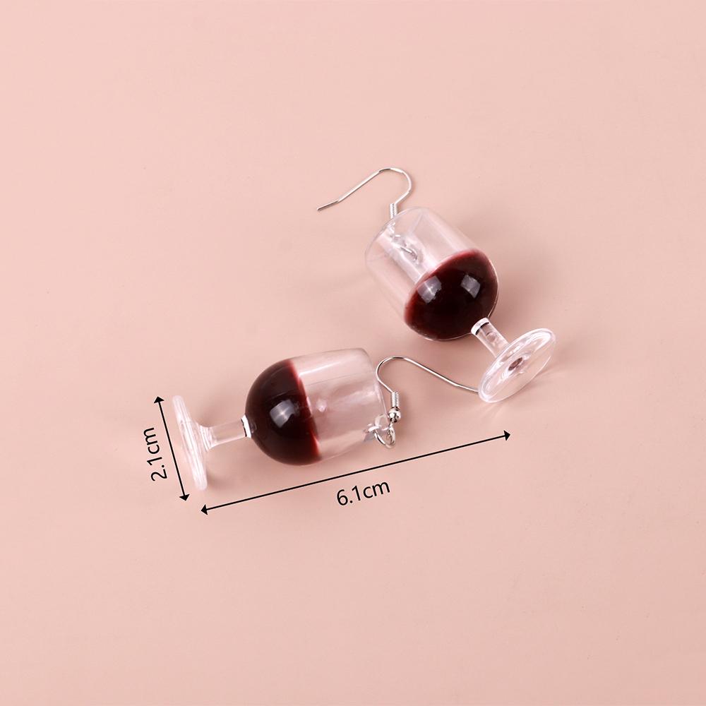 New Large Red Wine Glasses Acrylic Dangle Earring for Women Resin 3D Drink Cup Bottle Drop Earring Funny Creative Jewelry Gifts
