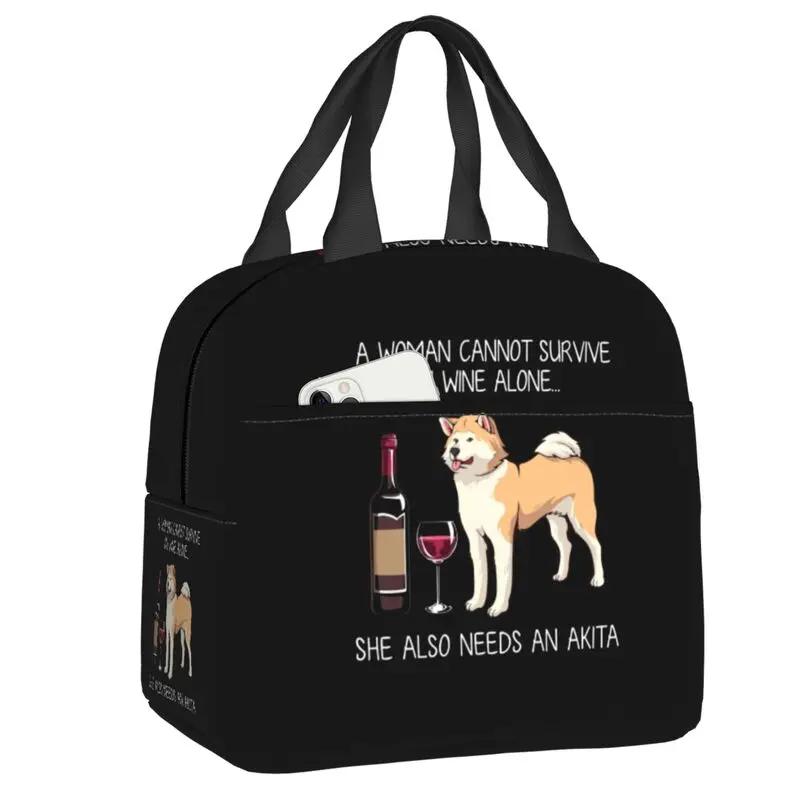 Bichon Frise And Wine Funny Dog Portable Lunch Box Waterproof Pet Puppy Thermal Cooler Food Insulated Lunch Bag Office Work