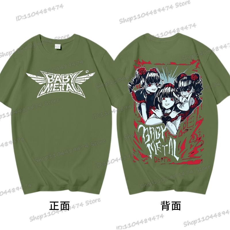 Men Japanese Band Babymetal Shirt Short Sleeve Cotton Casual Print Streetwear Hip Hop Round Neck Rock Roll Singer T-shirts