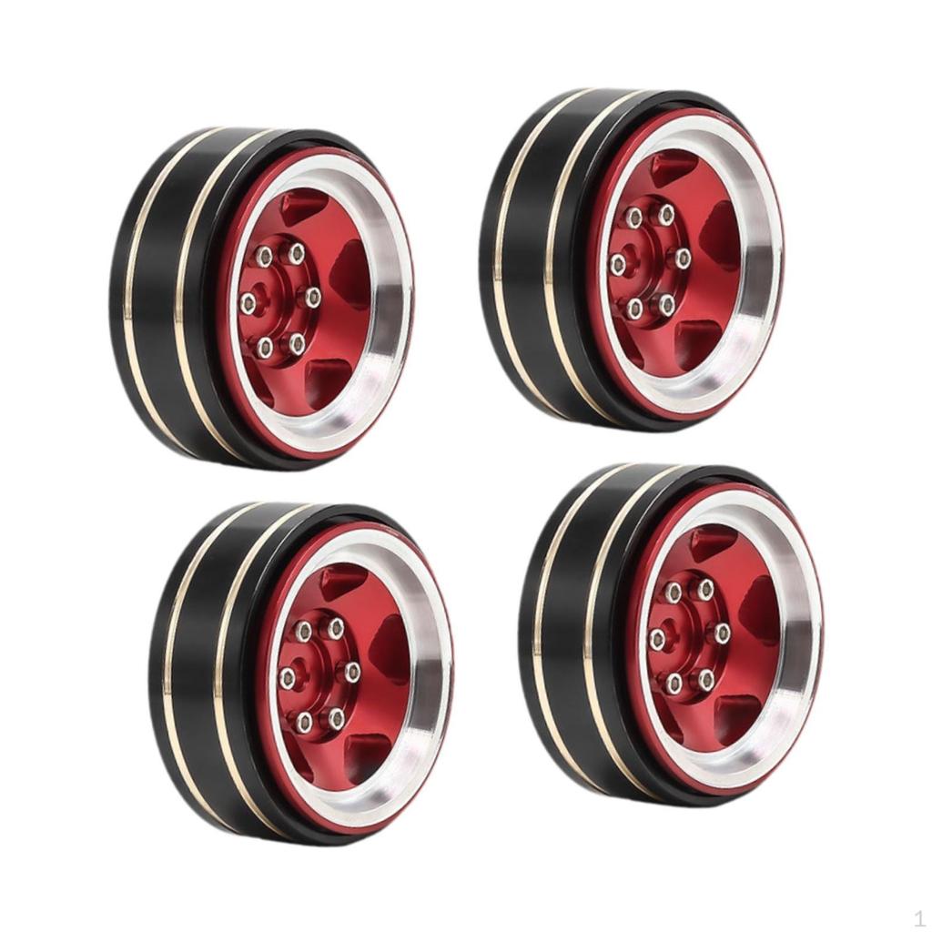 4 Pieces 1.3 Inch Beadlock Wheel Hubs, Width 1.5 Cm, Metal Outer Diameter 3.7 Cm for -18 1: 18 RC