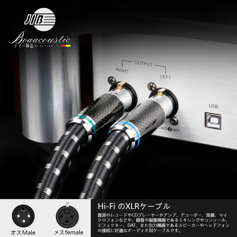 JIB XLR Audio Cable for Canon XLR Microphone Balanced Compatible with AV and 1m 15mm OD x 2 (Male-Female) Cables, Cables, 3-Pin Cables, Cables,