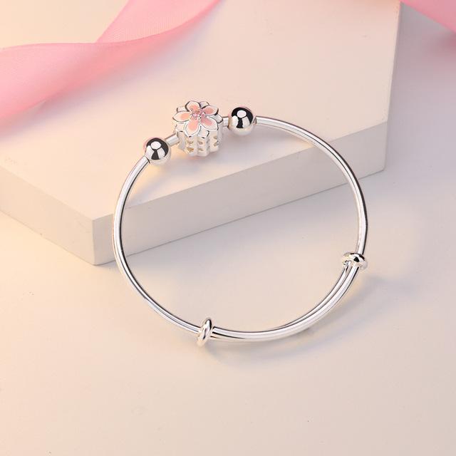 

ANENJERY серебряный цвет браслет с цветком сакуры для женщин новый дизайн роскошные свадебные украшения для вечеринки подарок подруге